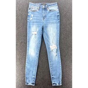 Judy Blue Skinny Jeans Womens 5/27 Blue Medium Wash Mid Rise Stretch Distressed